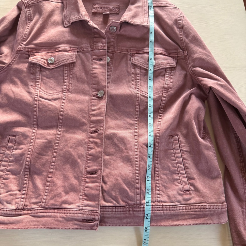 Maurices Pink Denim Jacket 2XL Stretch Cotton Button Front Casual - Picture 5 of 6